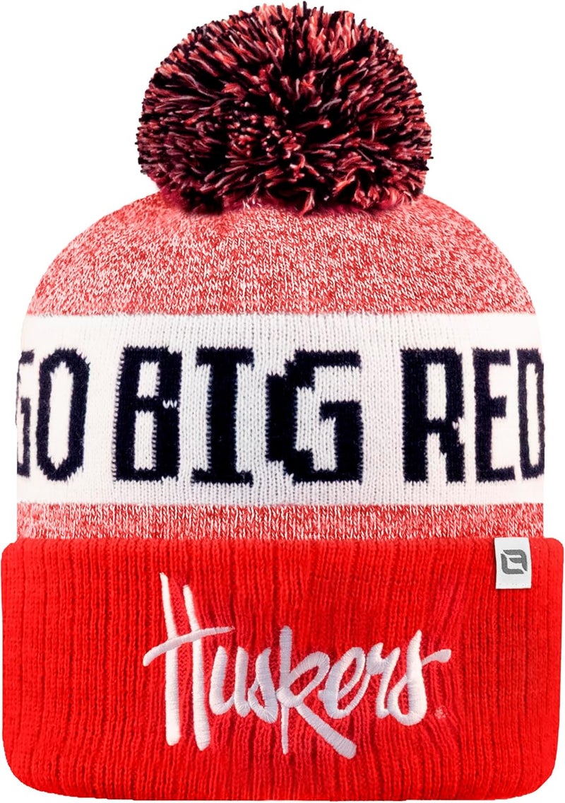LogoFit NCAA Team Color-Embroidered Logo -Cuffed Knit Skully Beanie Pom Hat-OSFM - Image 2